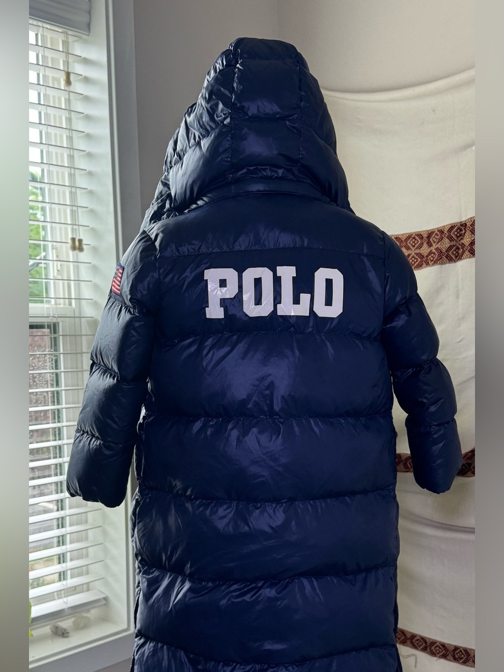 Polo Ralph Lauren Kids Navy Blue Down Polo Bear Long Puffer Parka Size 4/5 (XS)